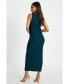 Women's Textured Round Neck Sleeveless Knot Front Maxi Dress