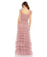 Фото #2 товара Women's Ruffle Cap Sleeve Embellished Tiered Gown