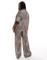 Фото #4 товара ASOS DESIGN Curve wide leg trouser co-ord in animal print