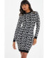 ფოტო #1 პროდუქტის Women's Geometric Button Neckline Sweater Dress