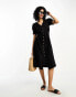 Фото #2 товара Vila linen touch midi shirt dress in black