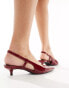 Фото #2 товара Pull&Bear pointed toe sling back kitten heel in cherry red