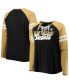 ფოტო #1 პროდუქტის Women's Black, Vegas Gold New Orleans Saints Plus Size True to Form Lace-Up V-Neck Raglan Long Sleeve T-shirt