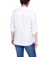 ფოტო #2 პროდუქტის Petite 3/4 Roll Tab Sleeve Zip Front Blouse