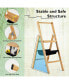 3 Step Foldable Bamboo Step Ladder Stool with Tool Storage Bag