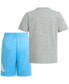 Фото #2 товара Little Boys Essential Heather Football T-Shirt & Shorts, 2 Piece Set