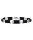 Фото #1 товара Asian Style Black Natural Onyx Strand Contoured Tube Bar Link Bracelet For Women Sterling Silver 7.5 Inch