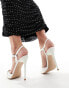 Simmi London Kameo buckle detail heeled snadals with pointed toe in white snake Schlangenlederoptik in Weiß, 42 - фото #2