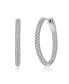 ფოტო #1 პროდუქტის Chic Sterling Silver Cubic Zirconia Encrusted Thin Hoop Earrings