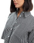 Threadbare cropped shirt in black and white stripe