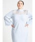 ფოტო #3 პროდუქტის Plus Size Sheer Neckline Long Sleeve Dress