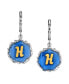 Silver Tone Blue Enamel Gold Tone Initial Earrings