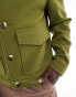 Фото #4 товара ASOS DESIGN – Harrington-Jacke in Wolloptik in Khaki mit Taschen