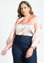 Фото #1 товара Plus Size Draped Printed Satin Blouse