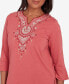 Фото #5 товара Sedona Sky Women's Split Neck Floral Embroidered Top