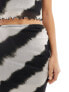 New Look mesh tie dye midi skirt co-ord in black stripe