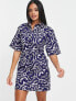 Фото #4 товара ASOS DESIGN twill mini shirt dress in abstract swirl print