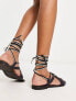 Фото #3 товара Free People leather wrap sandal in black and cream