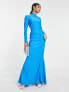 ASOS DESIGN high neck maxi dress with open back in electric blue