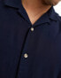 Фото #2 товара Brave Soul linen blend revere collar shirt in navy