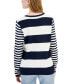 Women's Mixed-Stripe V-Neck Sweater