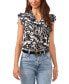 ფოტო #1 პროდუქტის Women's Printed Split Neck Flutter Sleeve Top