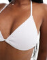 Cotton On triangle bikini top in white crinkle