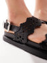 River Island laser cut detail flat sandal in black