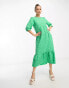 Nobody's Child Rachel puff sleeve midi dress in green check print