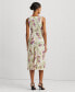 Women's Floral Belted Crepe Sleeveless Dress