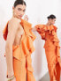 Фото #5 товара ASOS EDITION premium raw edge one shoulder ruffle maxi dress in orange