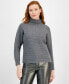 ფოტო #1 პროდუქტის Women's Ribbed Knit Mock Neck Sweater