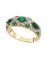 ფოტო #1 პროდუქტის Lab-Grown Emerald and Lab-Grown White Sapphire Band Ring in 14K Gold Over Sterling Silver