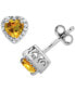 ფოტო #1 პროდუქტის Citrine (7/8 ct. t.w.) & White Zircon (1/4 ct. t.w.) Halo Stud Earrings in Sterling Silver