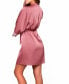 ფოტო #3 პროდუქტის Women's Charlotte Satin and Lace Short Robe