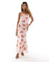 Фото #4 товара ASOS DESIGN strappy cami maxi dress in pink polka dot rose print