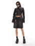 Фото #3 товара Weekday Portola co-ord hooded denim jacket with piping detail in washed black