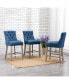 Фото #4 товара 24" Linen Tufted Buttons Upholstered Wingback Counter Stool (Set of 3)