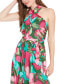 Women's Floral-Print Wrap-Neck Tie-Front Halter Maxi Dress