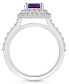 ფოტო #3 პროდუქტის Amethyst and Diamond Accent Halo Ring in 14K White Gold
