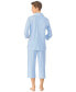 Womens 3/4 Sleeve Cotton Notch Collar Capri Pant Pajama Set