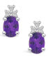 ფოტო #3 პროდუქტის Amethyst (2-3/8 ct. t.w.) and Diamond (1/5 ct. t.w.) Stud Earrings in 14K White Gold