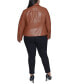 Plus Size Faux-Leather Asymmetric Moto Coat, Created for Macy's