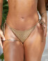 Фото #2 товара Wolf & Whistle x Malaika Terry Exclusive mix and match high leg tie side bikini bottom in metallic gold