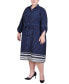 Фото #3 товара Plus Size 3/4 Roll Tab Sleeve Belted Shirtdress