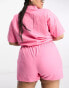 Фото #4 товара Daisy Street Plus linen relaxed boxy shorts in pink co-ord