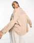 Фото #4 товара ASOS DESIGN Curve utility shirt with linen in neutral