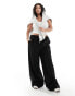 Фото #2 товара In The Style Plus contrast drawstring waist wide leg side stripe trousers in black