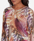 Фото #5 товара Petite Wine Country Feathers Lace Detailed Crew Neck Top