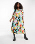 ASOS DESIGN chuck on smock midi dress in bright retro print